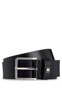 Italian-leather belt with signature-stripe keeper trim