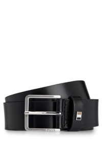 Italian-leather belt with signature-stripe keeper trim