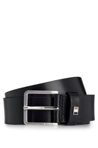 Italian-leather belt with signature-stripe keeper trim