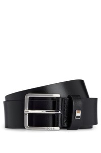 Italian-leather belt with signature-stripe keeper trim