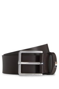 Italian-leather belt with signature-stripe keeper trim