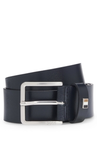 Italian-leather belt with signature-stripe keeper trim