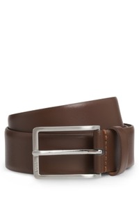 Italian-made leather belt with engraved-logo buckle