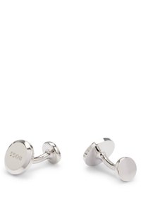 Round polished-brass cufflinks with engraved logo
