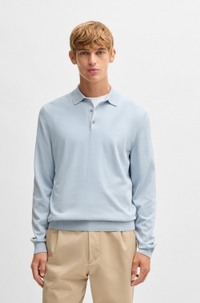 Regular-fit knit polo sweater in cotton jersey