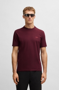 Stretch-cotton T-shirt with contrast logo