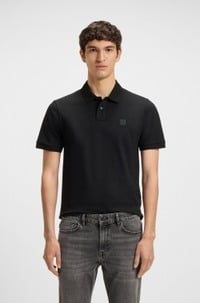 Slim-fit stretch-cotton polo shirt with logo patch