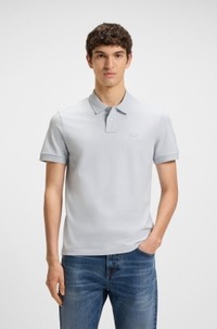 Slim-fit stretch-cotton polo shirt with logo patch