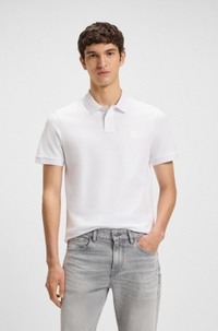 Slim-fit stretch-cotton polo shirt with logo patch