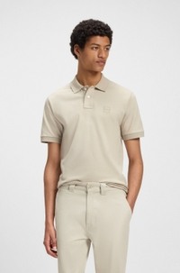 Slim-fit stretch-cotton polo shirt with logo patch