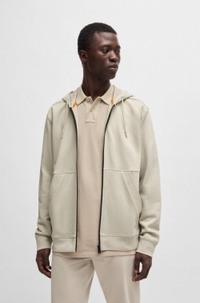 Cotton-terry zip-up hoodie with tonal logo patch