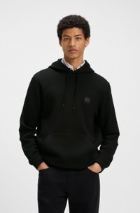 Regular-fit hoodie in cotton terry with logo patch