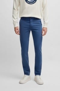 Slim-fit trousers in stretch-cotton satin