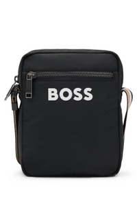 Crossbody bag with contrast logo and signature-stripe strap