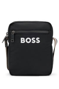 Crossbody bag with contrast logo and signature-stripe strap