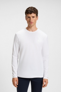 Long-sleeved T-shirt in cotton with woven logo patch