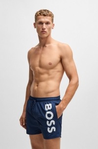 Contrast-logo swim shorts in quick-drying fabric