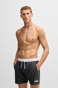 Quick-dry swim shorts with logo print