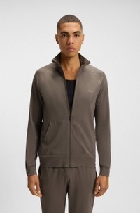 Logo-embroidered regular-fit jacket in stretch-cotton jersey