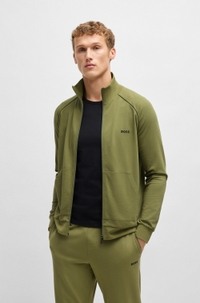 Logo-embroidered regular-fit jacket in stretch-cotton jersey