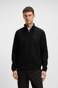 Zip-up jacket in stretch cotton with embroidered logo