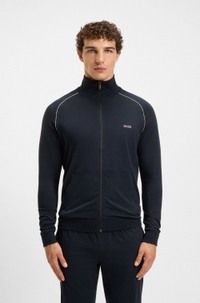 Zip-up jacket in stretch cotton with embroidered logo