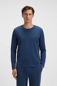 Stretch-cotton loungewear top with embroidered logo