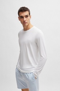 Long-sleeved T-shirt in stretch cotton with embroidered logo