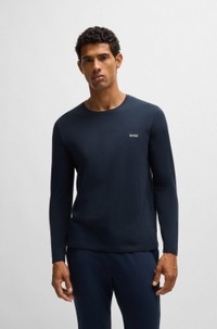 Long-sleeved T-shirt in stretch cotton with embroidered logo