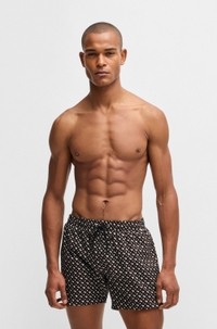 Fully lined quick-dry swim shorts with monogram print