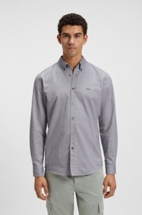 Regular-fit shirt in cotton with button-down collar