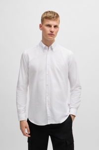 Regular-fit shirt in cotton with button-down collar