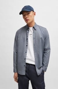 Regular-fit shirt in cotton with button-down collar