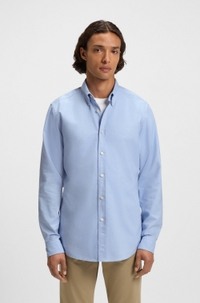 Regular-fit shirt in cotton with button-down collar
