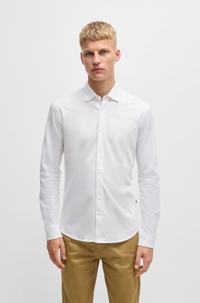 Slim-fit shirt in melange cotton piqué