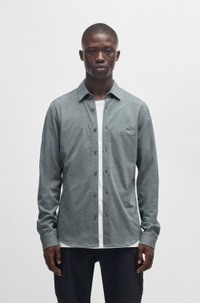 Slim-fit shirt in melange cotton piqué