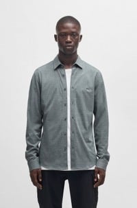 Slim-fit shirt in melange cotton piqué