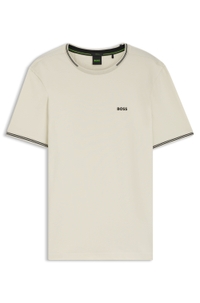 Stretch-cotton T-shirt with stripes and logo