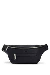 Grained faux-leather belt bag with embossed logo