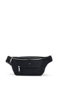 Grained faux-leather belt bag with embossed logo