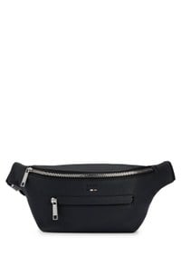Grained faux-leather belt bag with embossed logo