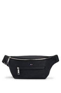 Grained faux-leather belt bag with embossed logo