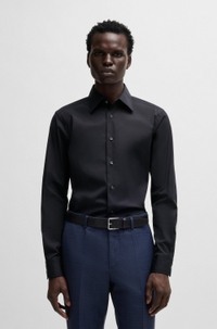 Slim-fit shirt in cotton-blend stretch poplin