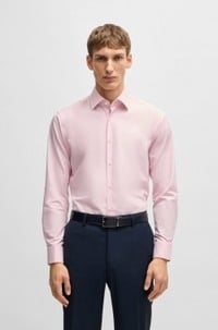 Regular-fit shirt in easy-iron stretch-cotton twill