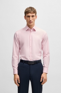 Regular-fit shirt in easy-iron stretch-cotton twill