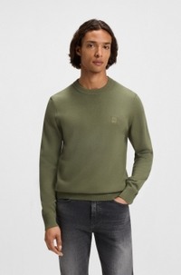 Cotton-cashmere regular-fit sweater with logo patch