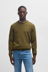 Cotton-cashmere regular-fit sweater with logo patch