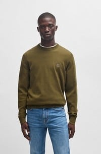 Cotton-cashmere sweater with logo label