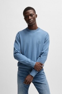 Cotton-cashmere regular-fit sweater with logo patch