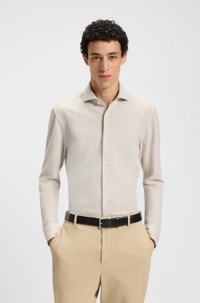 Slim-fit shirt in cotton-piqué jersey